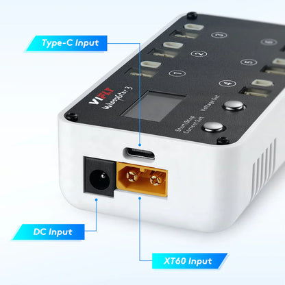Entradas USB-C, DC e XT60 do WhoopStor 3